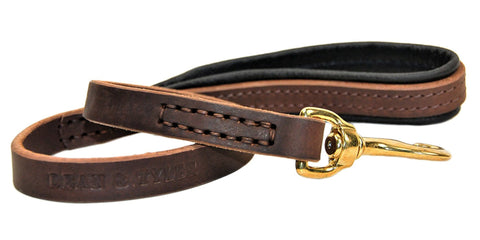 Image of Soft Touch Durable Leather Leash 6ft Length Color Brown with Black Pad