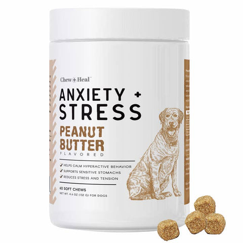 Image of Chew + Heal Allergy Anxiety + Stress Dog Peanut Butter Flavored - 60 Count