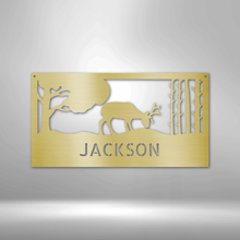 Personalized Grazing Deer Monogram- Custom Steel Sign