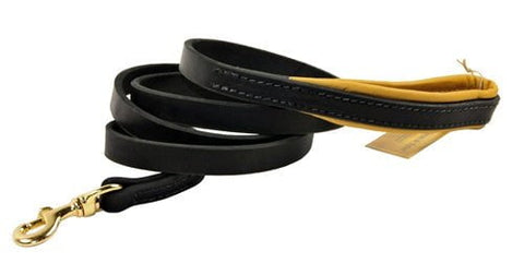Image of Soft Touch Durable Leather Leash 6ft Length Color Brown with Black Pad