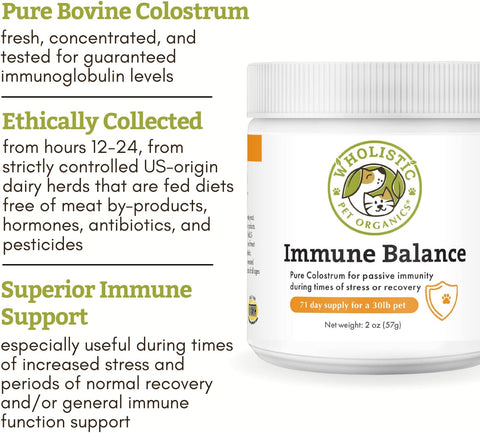 Image of Wholistic Pet Organics: Puppy Care Bundle, Canine Complete Multivitamin Supplement for Dogs Organic 1 lb, Immune Balance Bovine Colostrum Powder Supplement For Stress Relief- 2 Oz , Deep Sea Wild Alaskan Salmon Oil 16 Oz