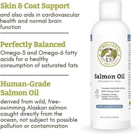Image of Wholistic Pet Organics: Puppy Care Bundle, Canine Complete Multivitamin Supplement for Dogs Organic 1 lb, Immune Balance Bovine Colostrum Powder Supplement For Stress Relief- 2 Oz , Deep Sea Wild Alaskan Salmon Oil 16 Oz
