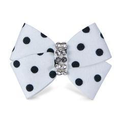 Image of Susan Lanci Designs Polka Dot Nouveau Bow Hair Bow-Single Black & White Polka Dot