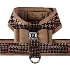 Image of Susan Lanci Designs Chocolate Glen Houndstooth Tinkie Harness with Trim and Big Bow