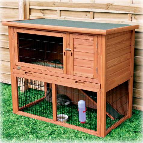 Image of Trixie Natura Small Animal Hutch with Sloped Roof And Outdoor Run