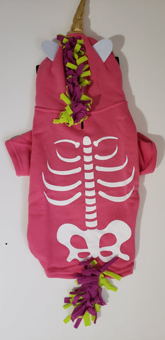 Image of Pink Skeleton Unicorn Hoody Pet Costume