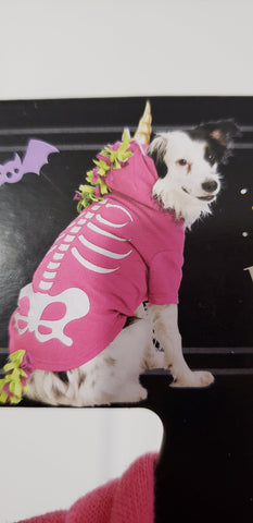 Image of Pink Skeleton Unicorn Hoody Pet Costume
