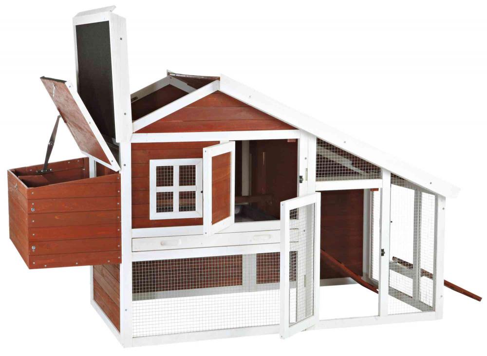 Trixie Natura Chicken Coop with A View, Peaked Roof And Outdoor Run For 2-4 chickens