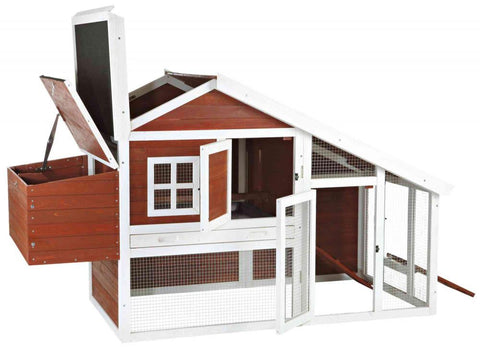 Image of Trixie Natura Chicken Coop with A View, Peaked Roof And Outdoor Run For 2-4 chickens