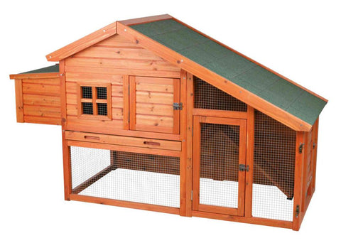 Image of Trixie Natura Chicken Coop with A View, Peaked Roof And Outdoor Run For 2-4 chickens