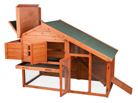 Image of Trixie Natura Chicken Coop with A View, Peaked Roof And Outdoor Run For 2-4 chickens