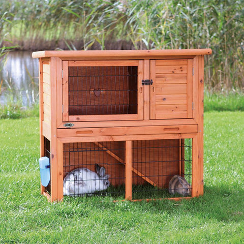 Image of Trixie Natura Small Animal Hutch with Sloped Roof And Outdoor Run