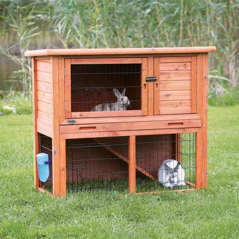 Image of Trixie Natura Small Animal Hutch with Sloped Roof And Outdoor Run