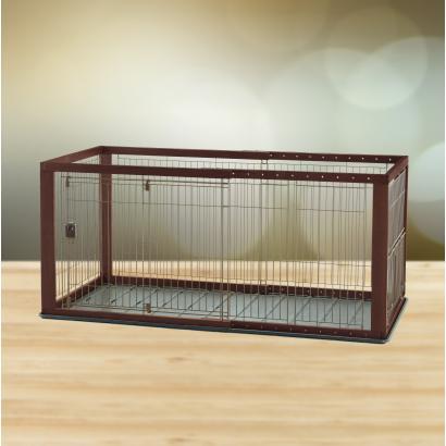 Image of Richell Expandable Pet Crate Dogs Cats Play Pen Small Dark Brown