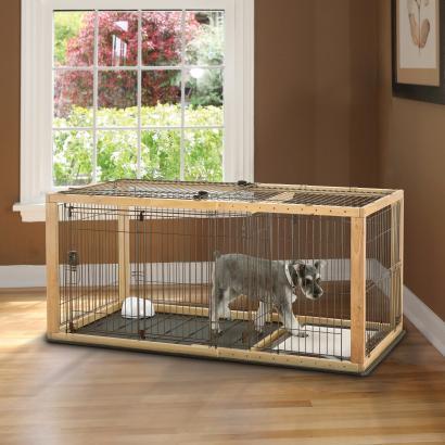 Image of Richell Expandable Pet Crate Natural For Small And Medium Size Dogs