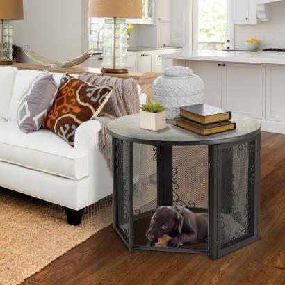 Image of Richell Accent Table Pet Crate Elegant Furniture For Cats And Dogs Vintage Design