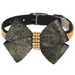 Image of Susan Lanci Designs Black Glitzerati Bow 3 Row Gold Giltmore Collar