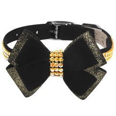 Image of Susan Lanci Designs Black Glitzerati Bow 3 Row Gold Giltmore Collar