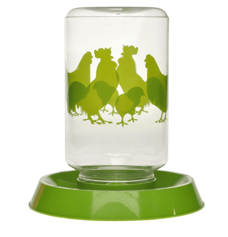Image of LIXIT® Clear Plastic Chicken Feeder/ Drinker 128 Oz, Green