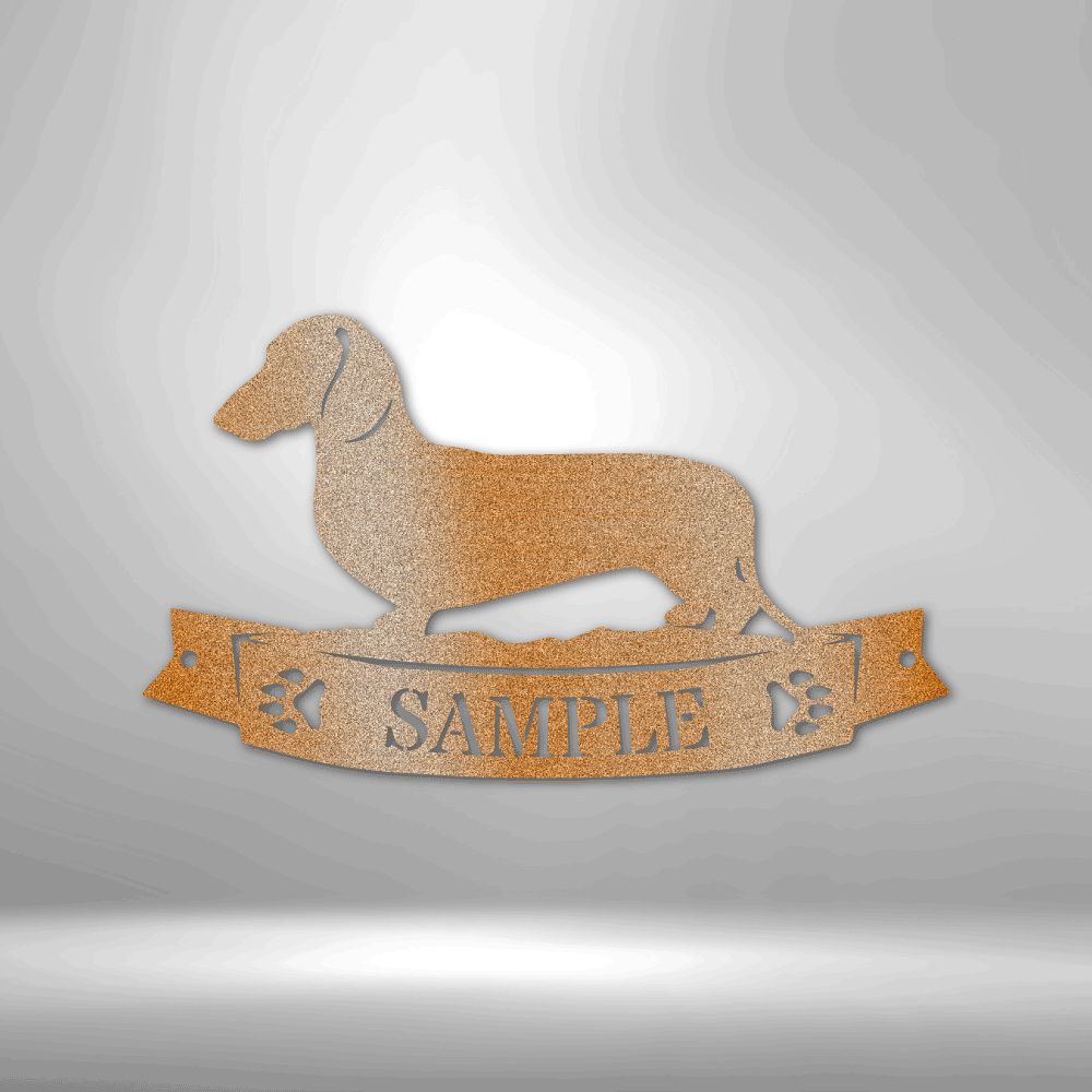 Custom Dachshund Banner Monogram - Steel Sign- Gifts For Him/Her/Mom/Dad For Garden, Home, Backyard