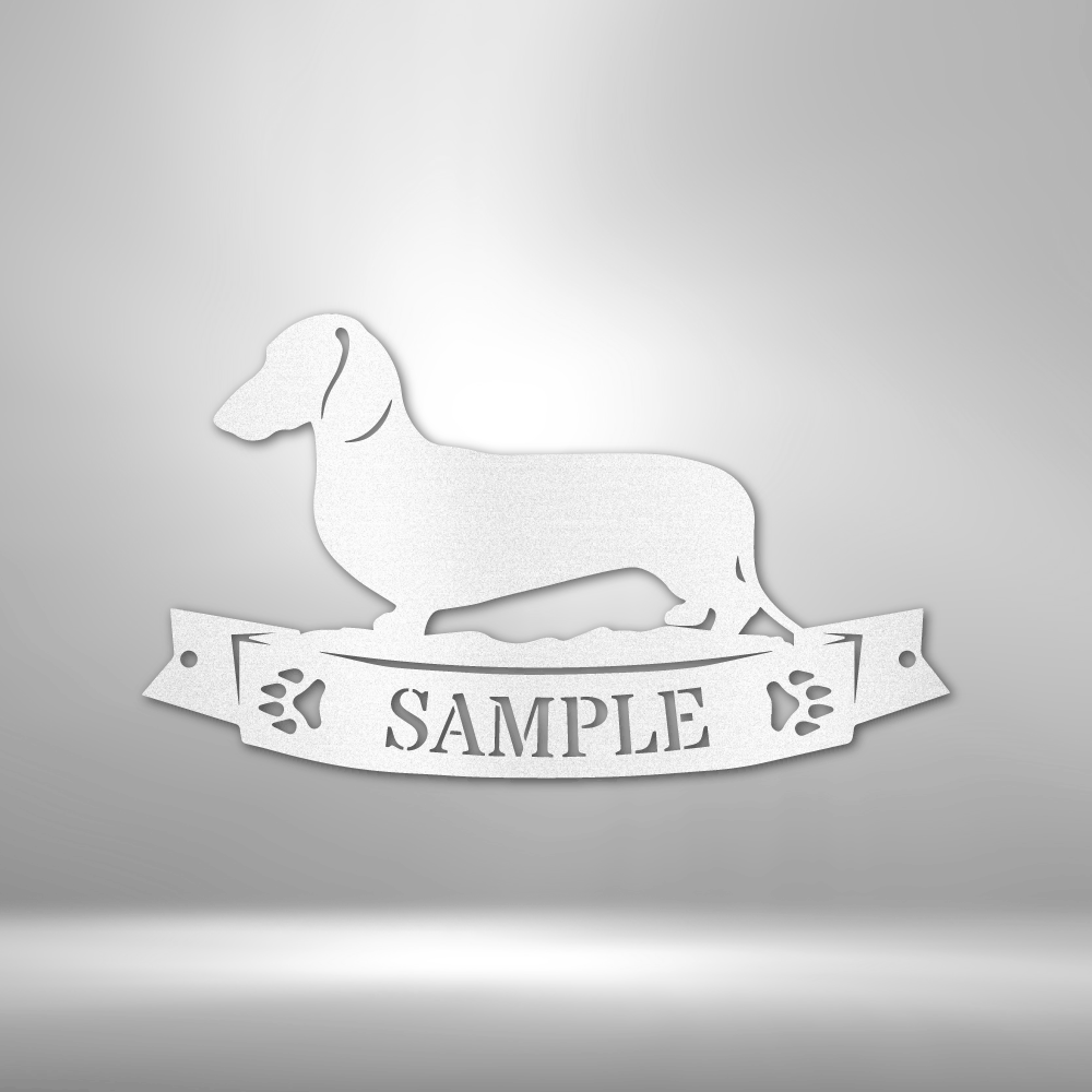 Custom Dachshund Banner Monogram - Steel Sign- Gifts For Him/Her/Mom/Dad For Garden, Home, Backyard
