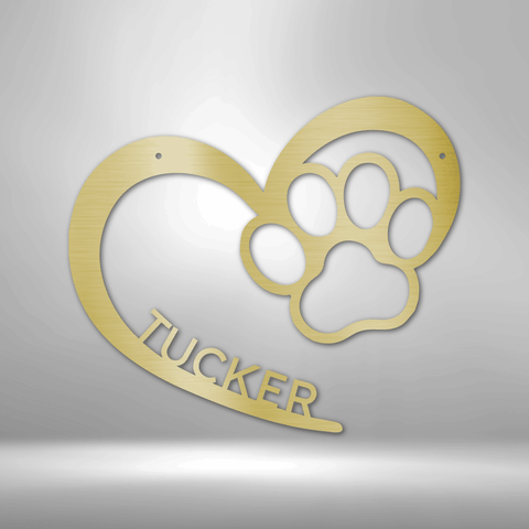 Image of Custom Puppy Love Monogram - Steel Sign- Gifts For Him/Her/Mom/Dad For Garden, Home, Backyard