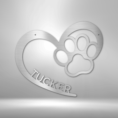 Image of Custom Puppy Love Monogram - Steel Sign- Gifts For Him/Her/Mom/Dad For Garden, Home, Backyard