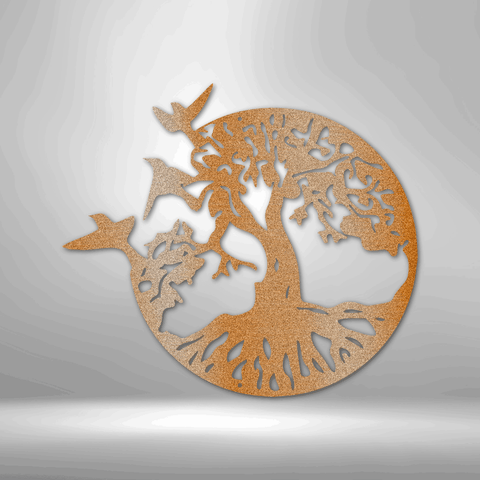 Image of Custom Take Flight Tree - Steel Sign- Gifts For Him/Her/Mom/Dad For Garden, Home, Backyard