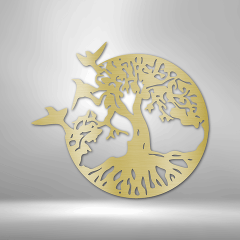 Image of Custom Take Flight Tree - Steel Sign- Gifts For Him/Her/Mom/Dad For Garden, Home, Backyard