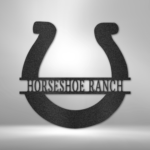 Image of Custom Simple Horseshoe Monogram - Steel Sign- Gifts For Him/Her/Mom/Dad For Garden, Home, Backyard