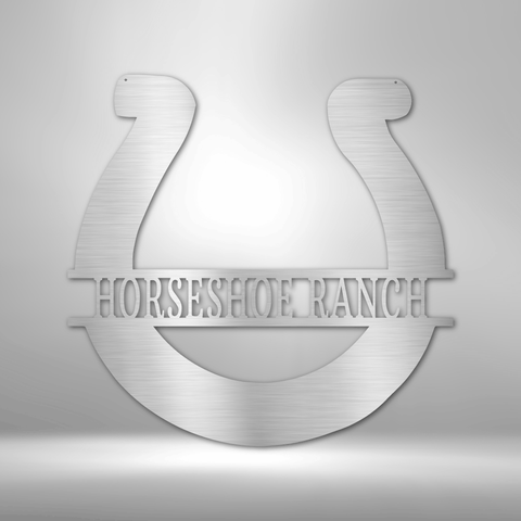 Image of Custom Simple Horseshoe Monogram - Steel Sign- Gifts For Him/Her/Mom/Dad For Garden, Home, Backyard