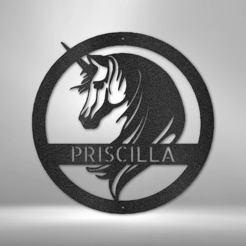 Image of Custom Unicorn Monogram - Steel Sign- Gifts For Him/Her/Mom/Dad For Garden, Home, Backyard