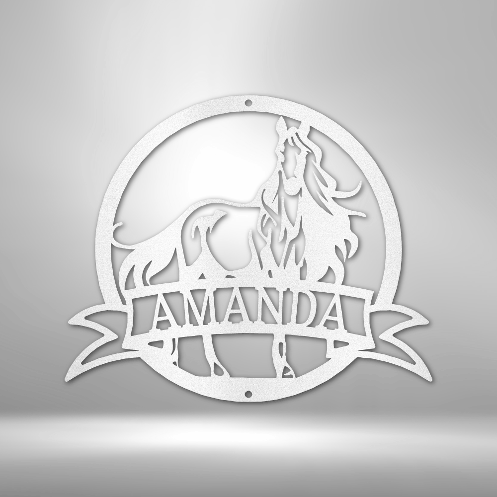 Custom Majestic Horse Monogram - Steel Sign- Gifts Him/Her/Mom/Dad For Garden, Home, Backyard