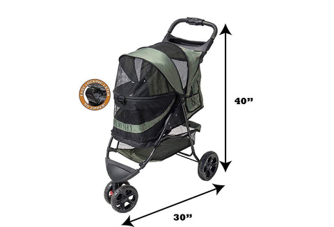 Image of No-Zip Pet Stroller- Pet Gear 3 Wheel Special Edition Pet Stroller- Comes In Chocolate, Orchid and Sage