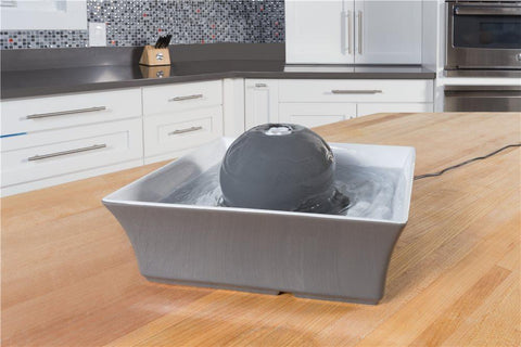 Image of DrinkWell Seascape Ceramic Pet Fountain- 70 oz.- Grey- For Dogs And Cats