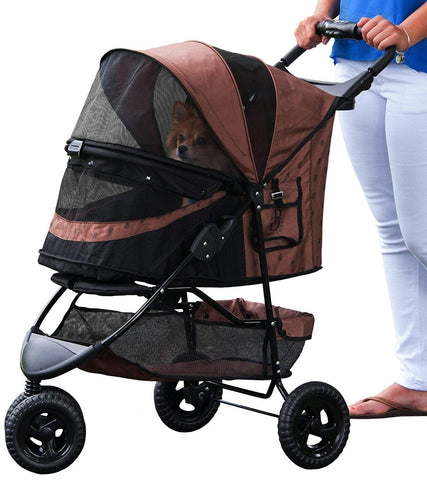 Image of Pet Gear 3 Wheel Pet Stroller- Chocolate- No-Zip Special Edition