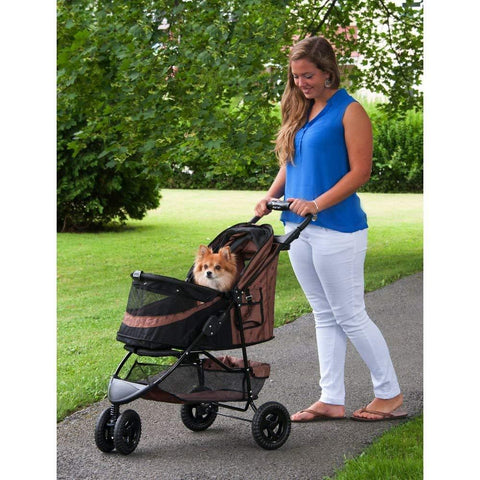 Image of Pet Gear 3 Wheel Pet Stroller- Chocolate- No-Zip Special Edition