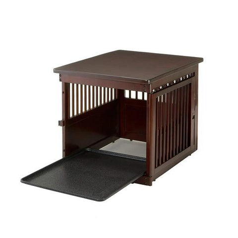 Image of Medium Wooden End Table Dog Crate, Dark Brown, Richell Dog Crate Kennel 94916