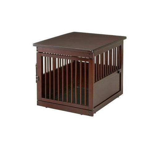 Image of Medium Wooden End Table Dog Crate, Dark Brown, Richell Dog Crate Kennel 94916