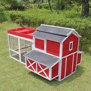 Image of Merry Products & Garden Red Barn Chicken Coop with Roof Top Planter