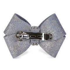 Image of Susan Lanci Designs Glitzerati Nouveau Bow Hair Bow-Single Platinum Glitzerati