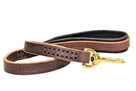Image of Soft Touch Durable Leather Leash Available in 2ft-6ft Length Color Brown with Black Pad