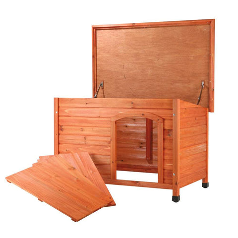 Image of Trixie Pet Natura Insulated Flat Roof Club Dog House Brown L