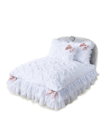 Luxurious Lace & Satin Ribbon Dog Bed- 