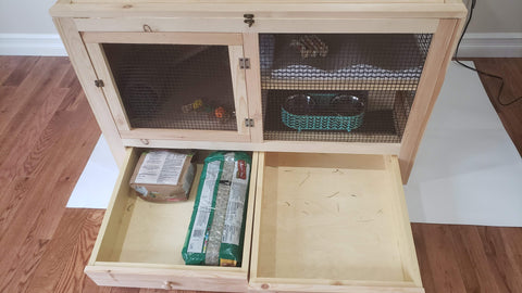 Image of Handcrafted Small Animal Wooden Hutch With Canopy- For Rabbits, Guinea Pigs, Gerbils, Chinchillas, Hedgehogs, Reptiles- XL