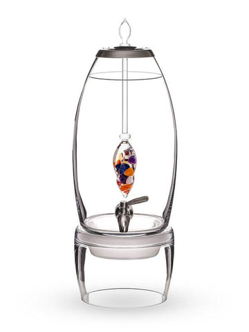 Image of Stainless Steel Glass GemWater Dispenser Fountain Decanter With Ayurveda Gem Vial,Faucet, Stainless Steel Lid & Glass Stand