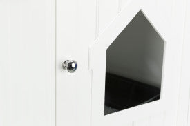 Image of Trixie Pet Standard Wood Litter Box Enclosure with Top Shelf, White