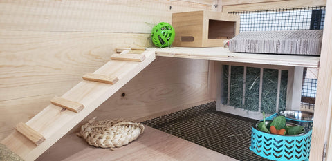 Image of Handcrafted Small Animal Wooden Hutch With Canopy- For Rabbits, Guinea Pigs, Gerbils, Chinchillas, Hedgehogs, Reptiles- XL