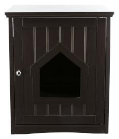 Image of Trixie Pet Standard Wood Litter Box Enclosure with Top Shelf, Brown