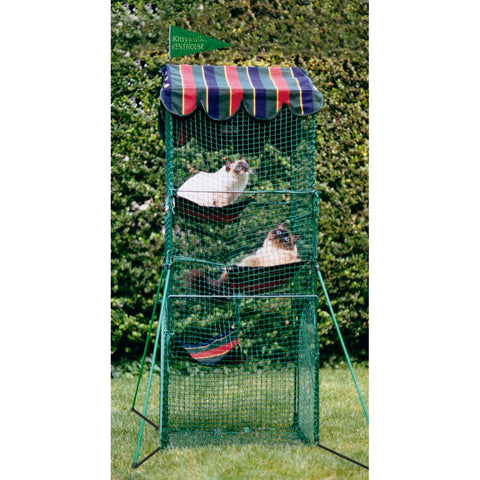 Image of Kittywalk Cat Mesh Outdoor Playpen Tower With Cat Run